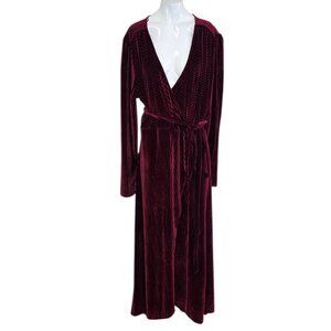 Baltic Born Velvet Long Sleeve V-Neck Tie Waist Dress, Long, Party, Plus Size 3X